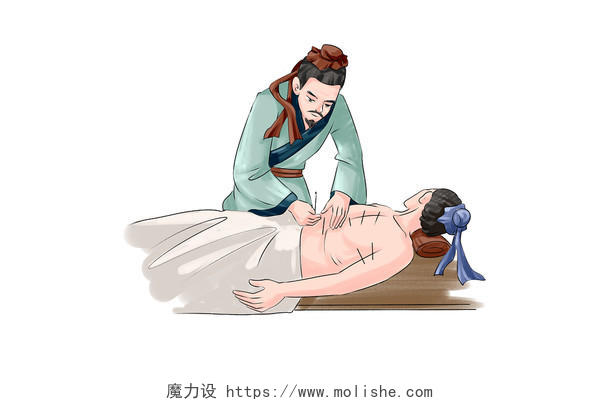 中医古风中国风医师节古人原创插画人物素材